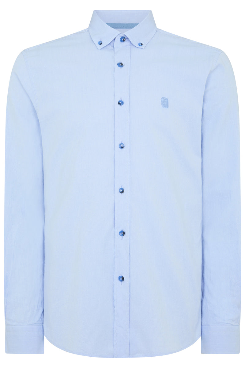 Remus Uomo 13961 Tapered Fit Oxford Cotton Shirt Blue