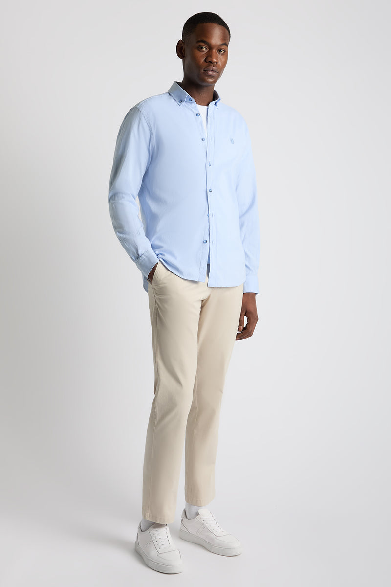 Remus Uomo 13961 Tapered Fit Oxford Cotton Shirt Blue