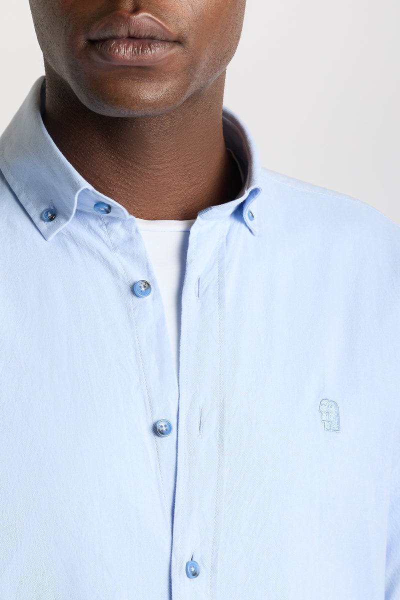 Remus Uomo 13961 Tapered Fit Oxford Cotton Shirt Blue