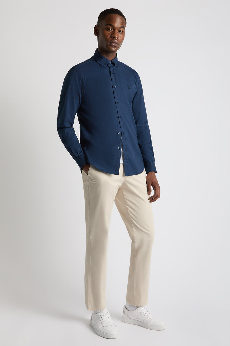Remus Uomo 13961 Tapered Fit Oxford Cotton Shirt Navy