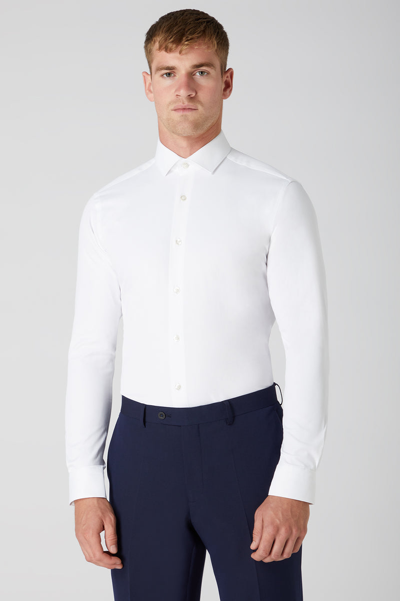 Remus Uomo 18625 Slim Fit Cotton Stretch Shirt White