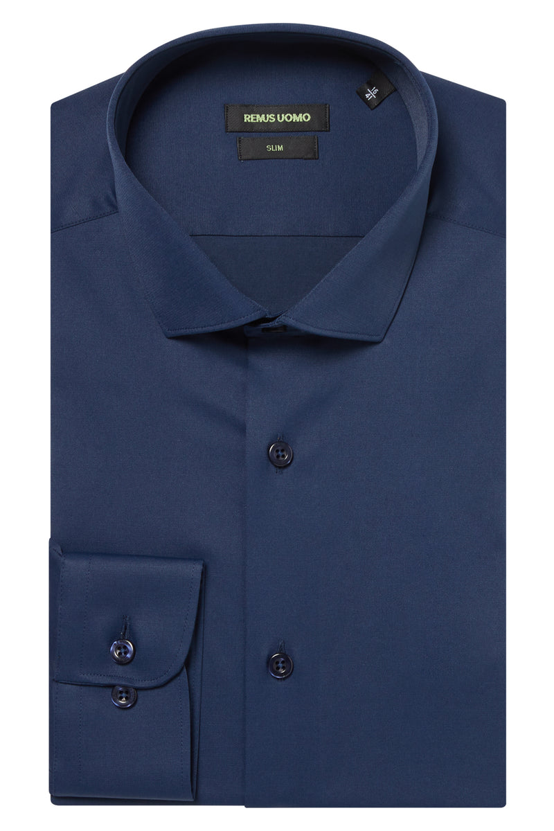 Remus Uomo 18625 Slim Fit Cotton Stretch Shirt Navy