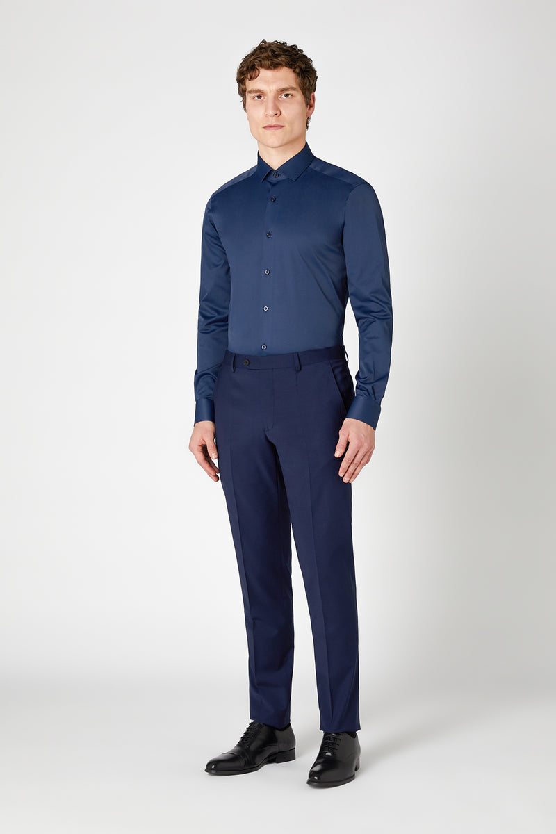 Remus Uomo 18625 Slim Fit Cotton Stretch Shirt Navy