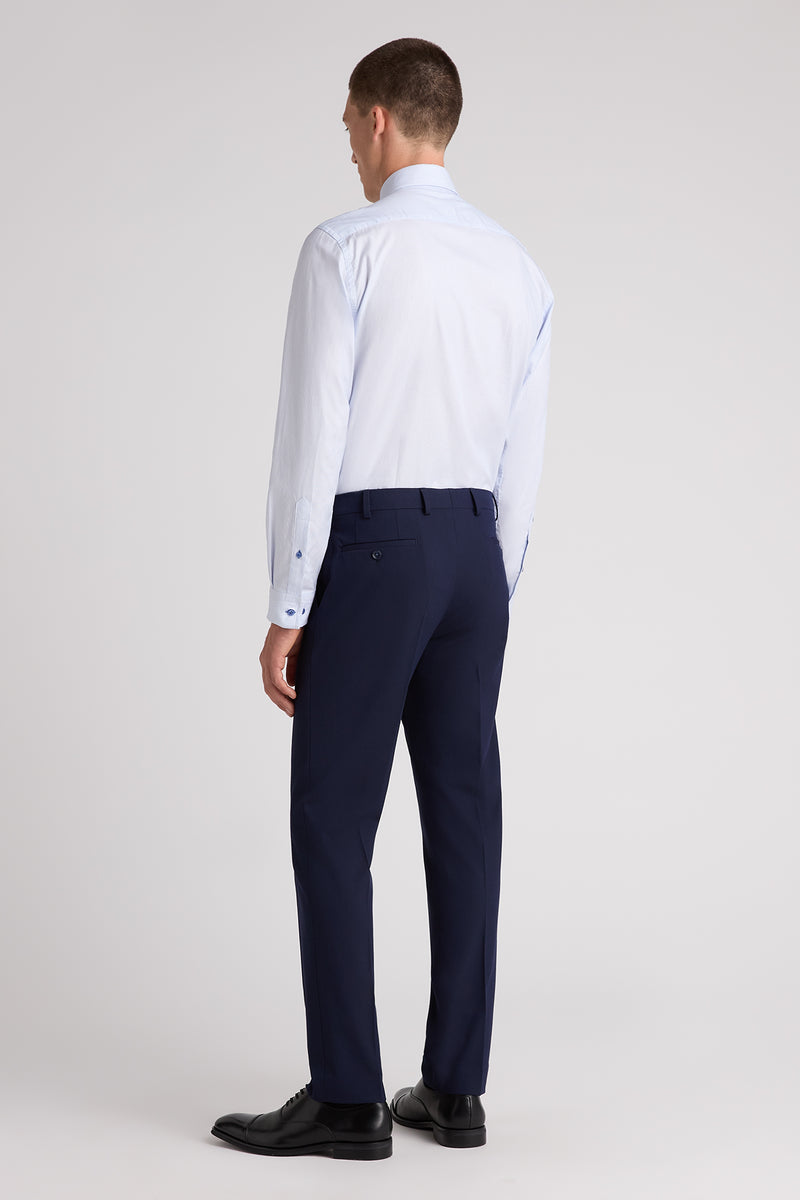 Remus Uomo 18756 Tapered Fit Vertical Stripe Cotton Shirt Blue
