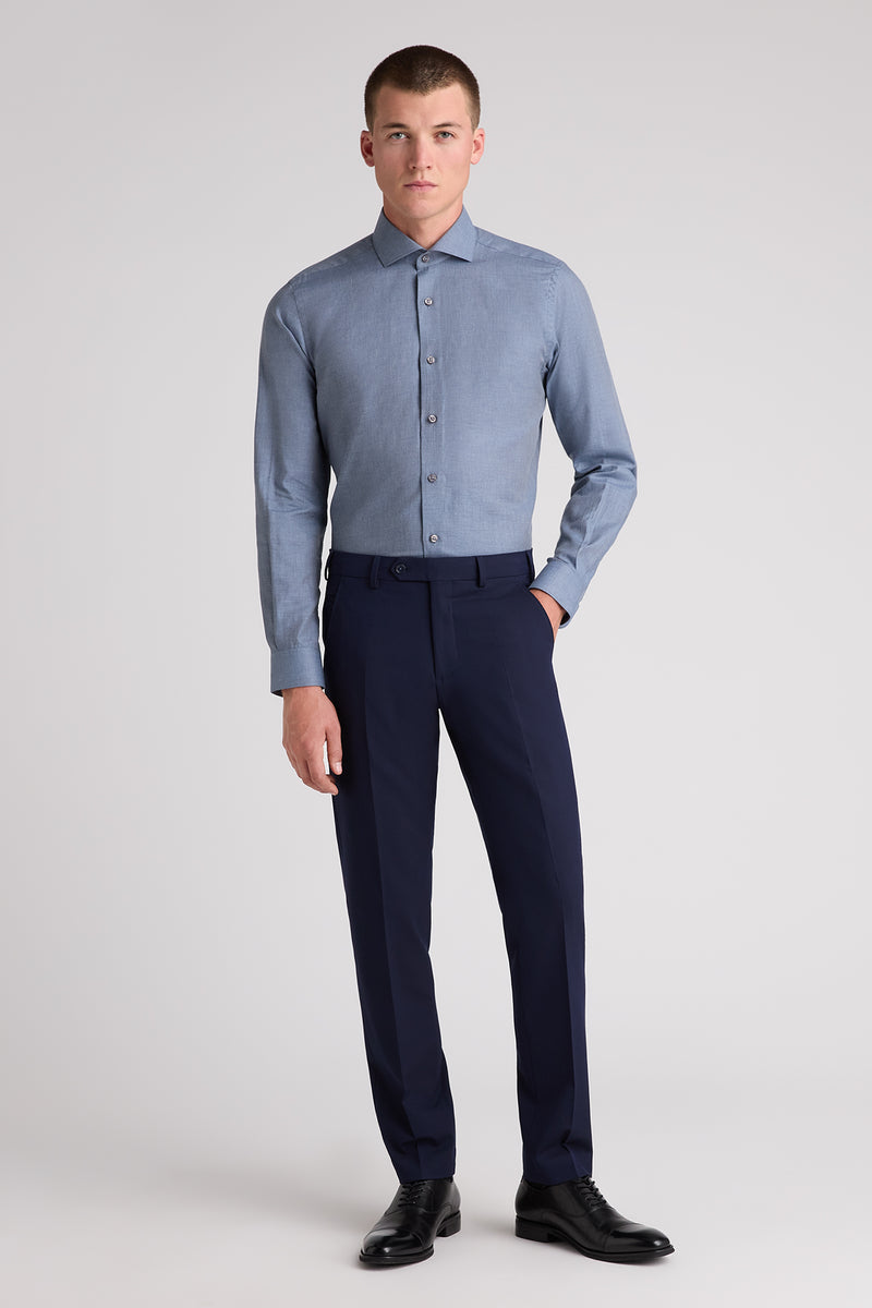 Remus Uomo 18757 Tapered Fit Cotton Shirt Blue