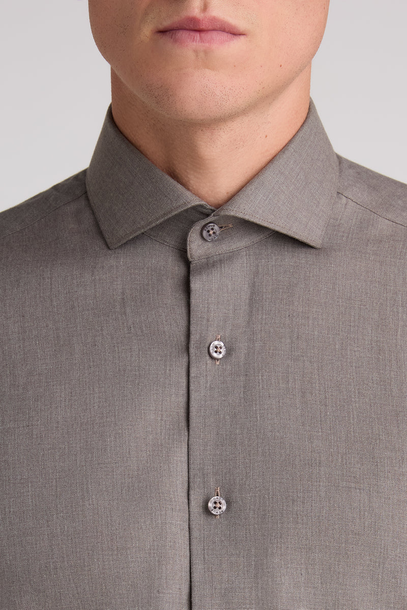 Remus Uomo 18757 Tapered Fit Cotton Shirt Light Brown