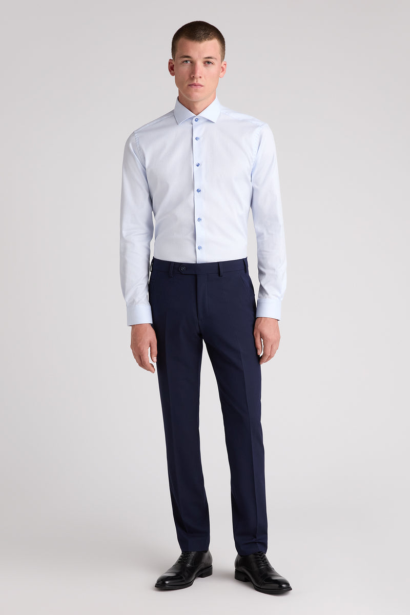 Remus Uomo 18760 Slim Fit Patterned Cotton Shirt Light Blue