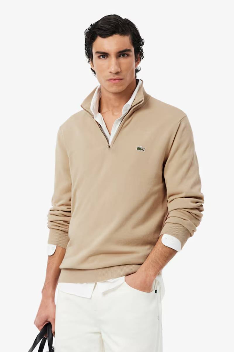 Lacoste 1980 1/4 Zip Knit Beige