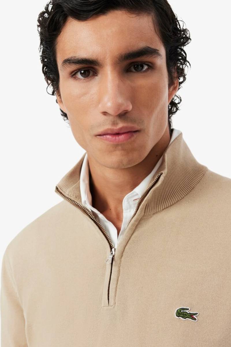 Lacoste 1980 1/4 Zip Knit Beige