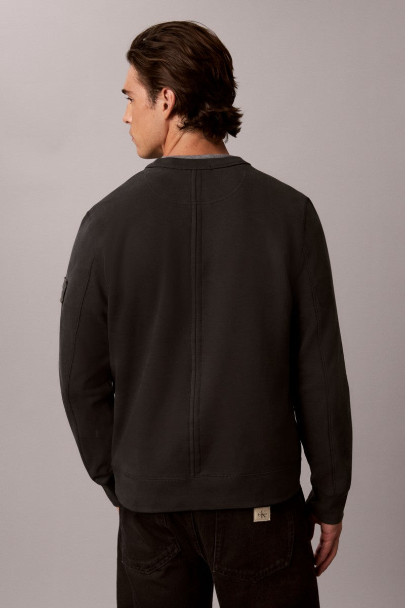 Calvin Klein 200G 350 Terry Badge Crew Neck Sweatshirt Pirate Black — view 4