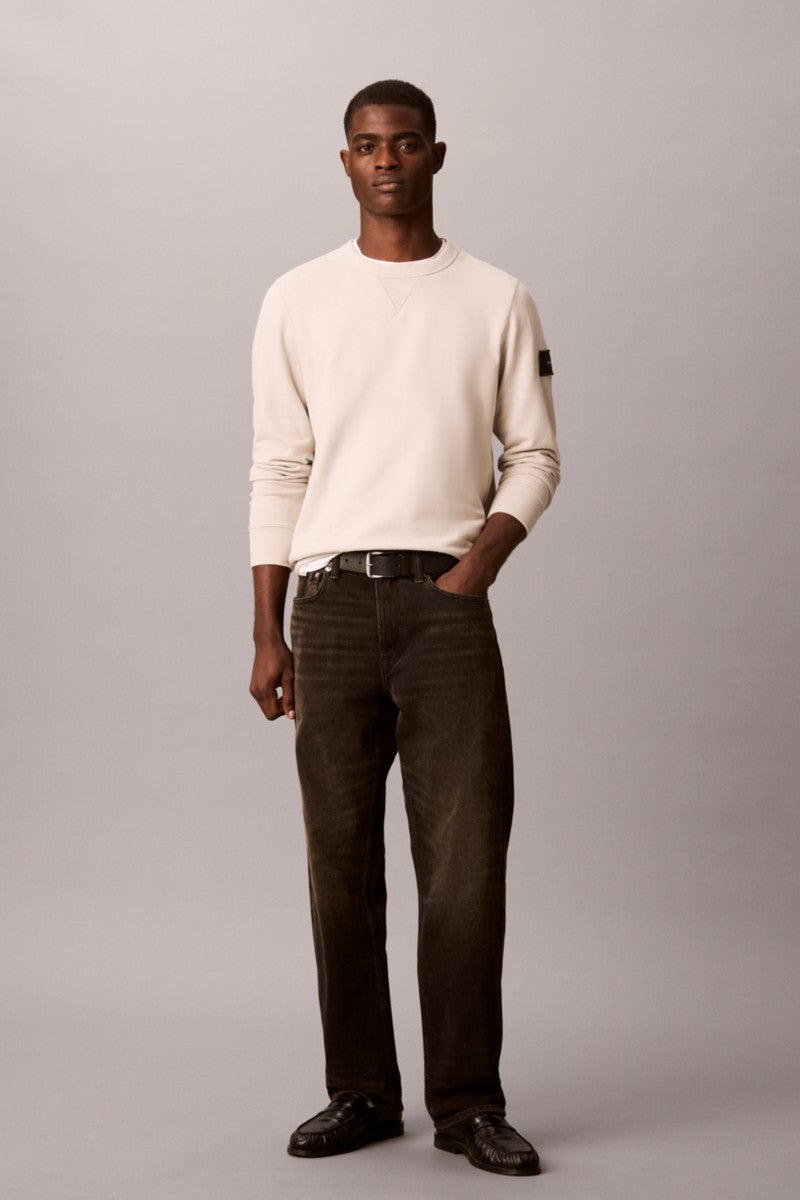 Calvin Klein 200G 350 Terry Badge Crew Neck Sweatshirt Moonstruck
