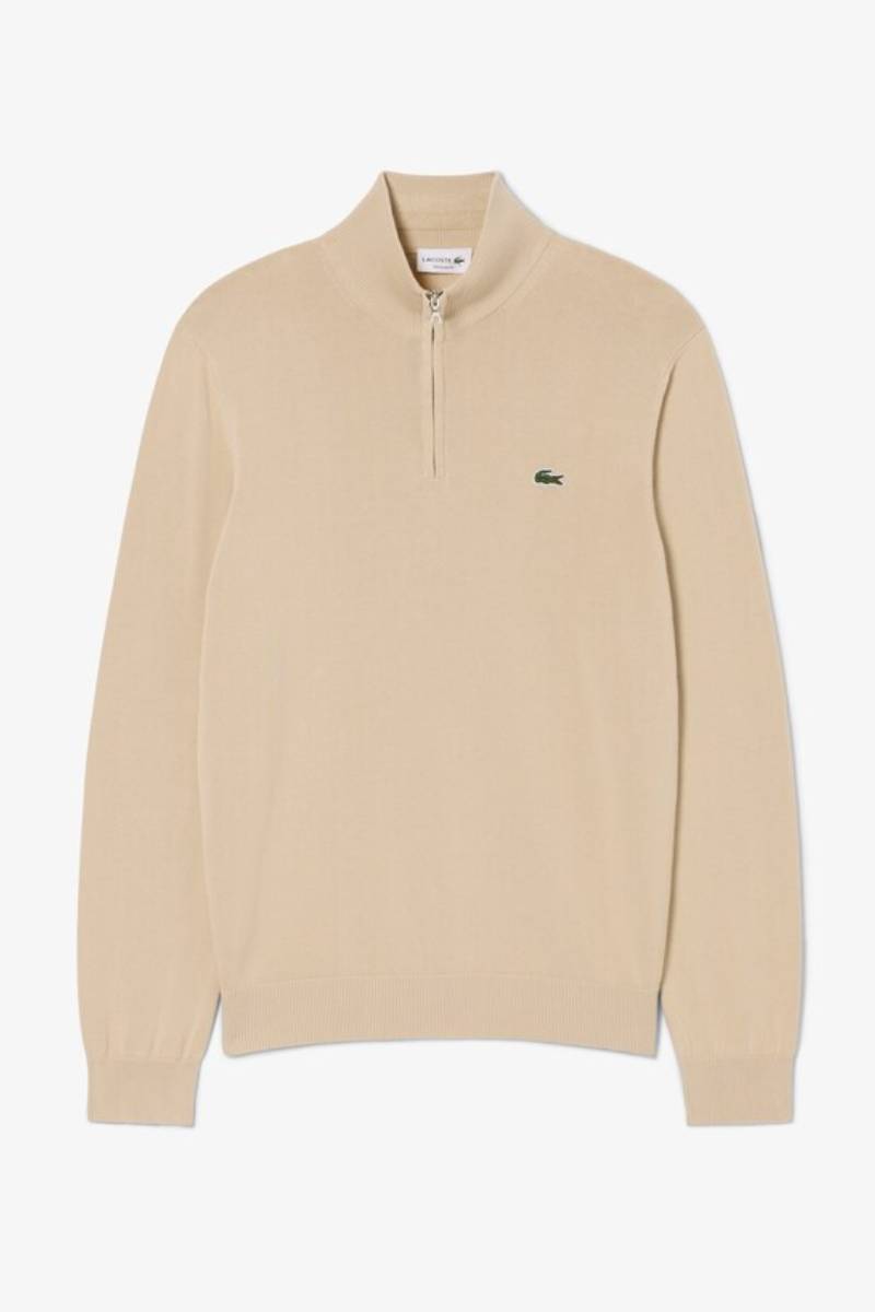 Lacoste 1980 1/4 Zip Knit Beige