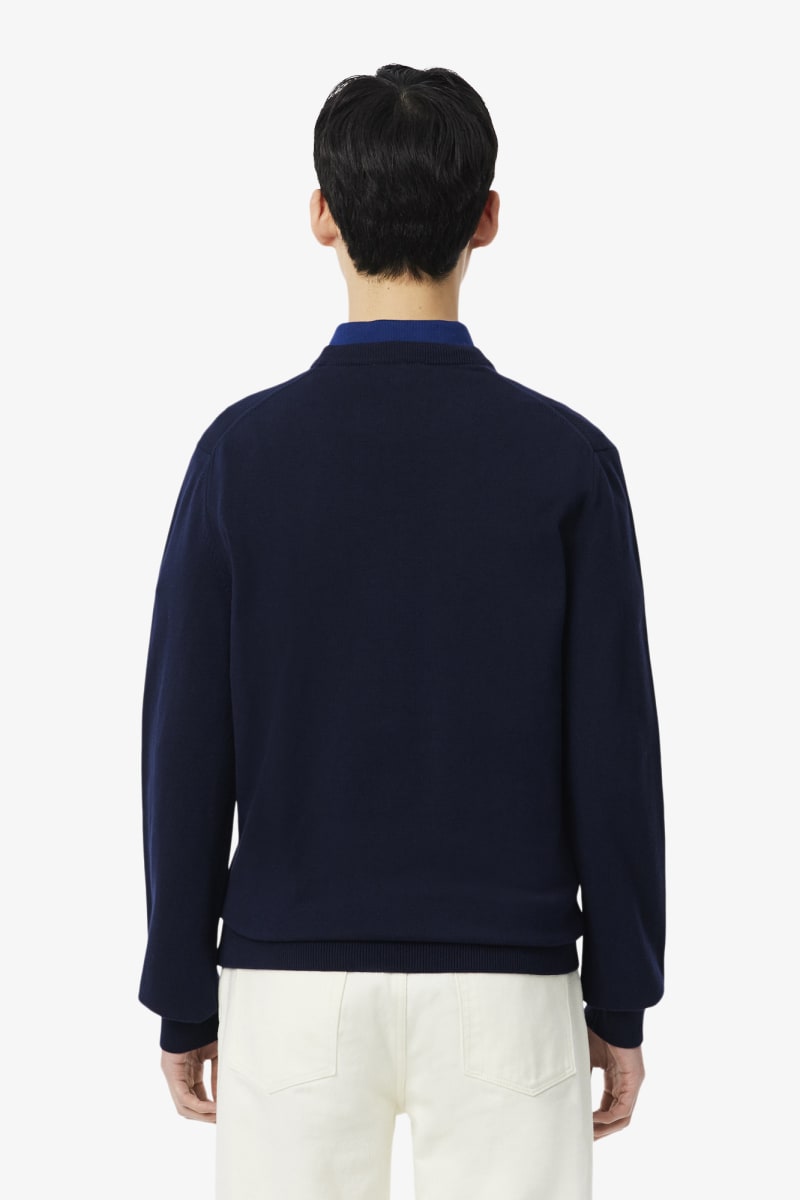 Lacoste AH1985 Regular Fit Organic Cotton Crew Neck Jumper Navy