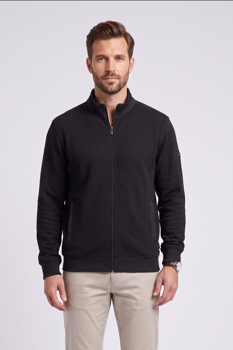 Bugatti 25050F Piped Full Zip Sweat Dark Grey