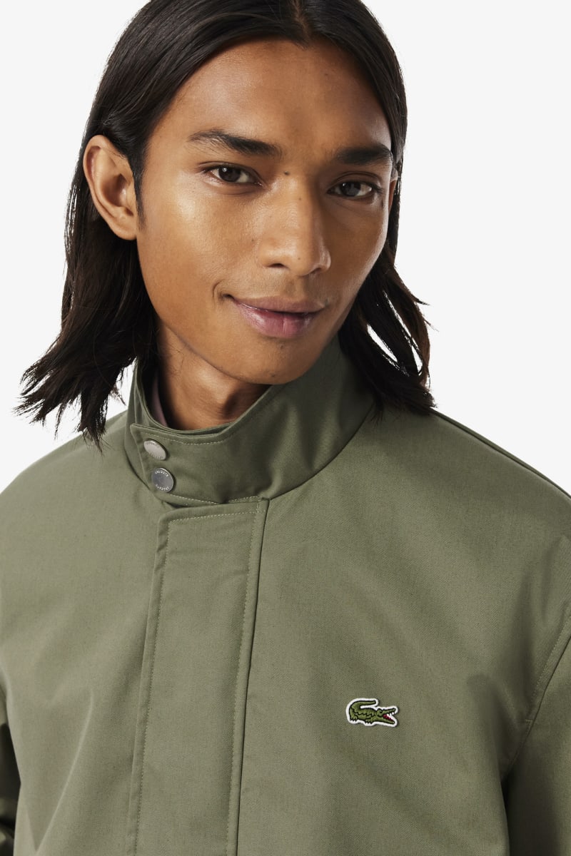 Lacoste BH1349 Water-Repellent Twill Harrington Jacket Khaki Green — view 2