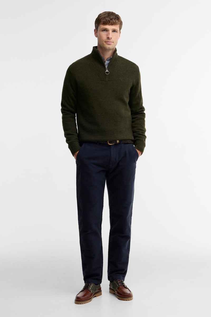 Barbour MKN0339 Essential Regular Fit Lambswool Quarter Zip Jumper Seaweed
