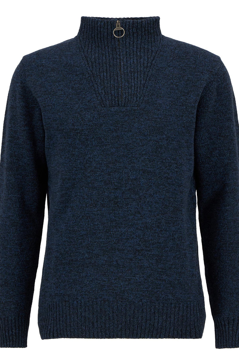 Barbour MKN0339 Essential Regular Fit Lambswool Quarter Zip Jumper Navy Mix