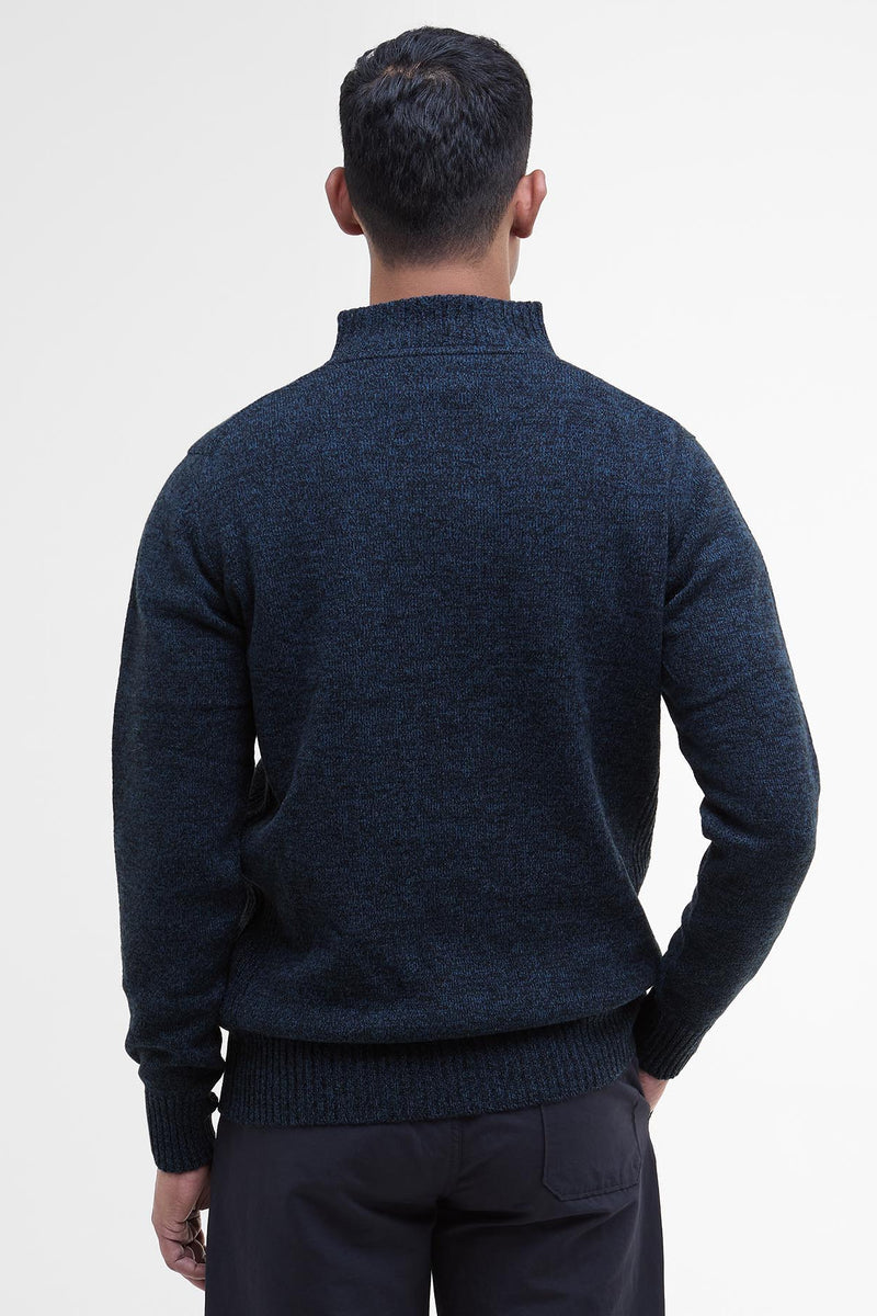 Barbour MKN0339 Essential Regular Fit Lambswool Quarter Zip Jumper Navy Mix