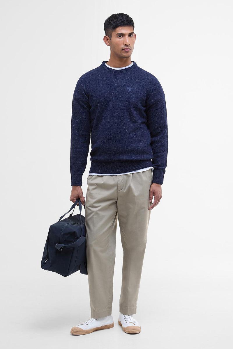 Barbour MKN0844 Essential Tisbury Regular Fit Wool Blend Crew Neck Jumper Navy