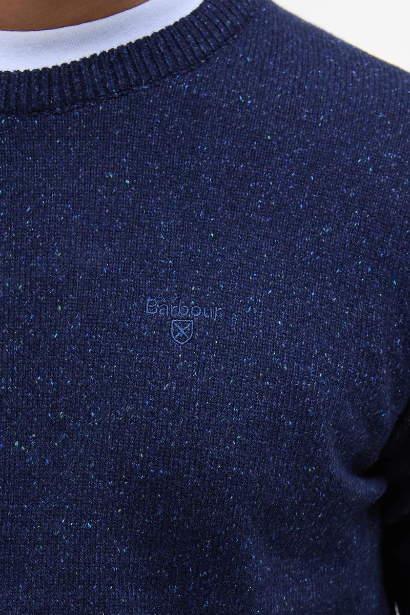Barbour MKN0844 Essential Tisbury Regular Fit Wool Blend Crew Neck Jumper Navy