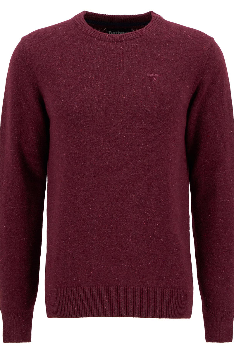 Barbour MKN0844 Essential Tisbury Regular Fit Wool Blend Crew Neck Jumper Ruby