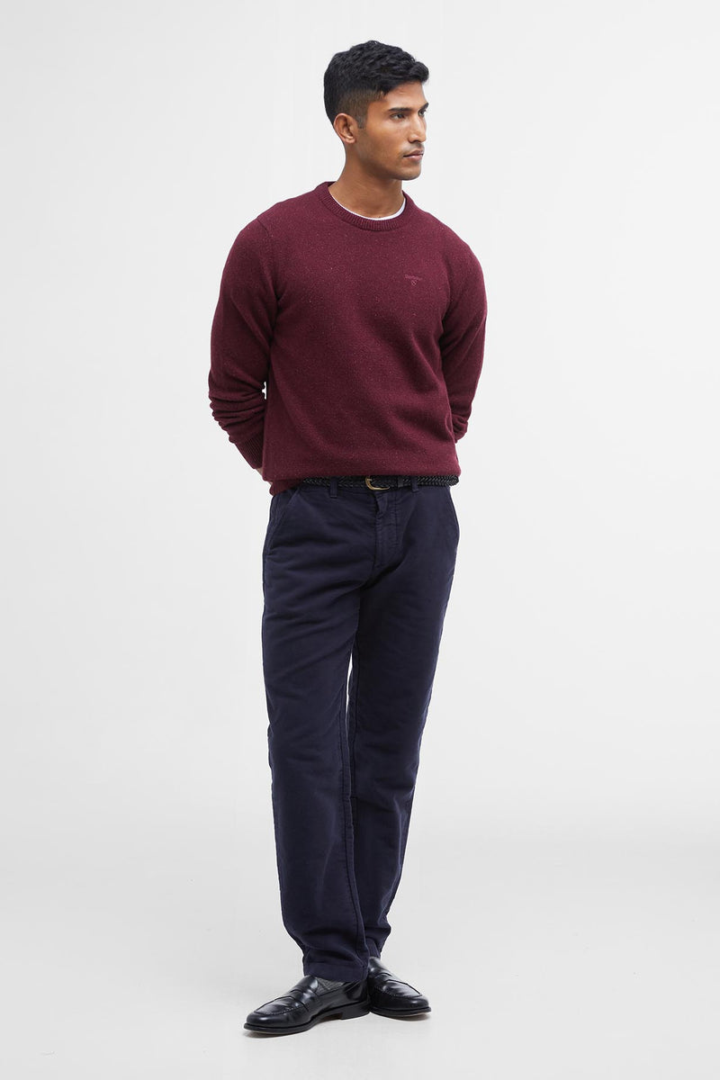 Barbour MKN0844 Essential Tisbury Regular Fit Wool Blend Crew Neck Jumper Ruby