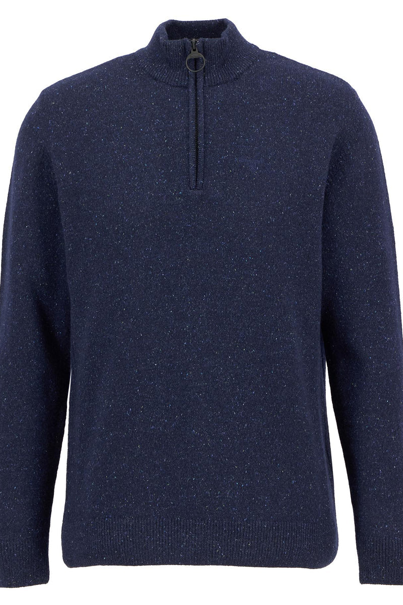 Barbour MKN1187 Essential Tisbury Regular Fit Wool Blend Quarter Zip Jumper Navy