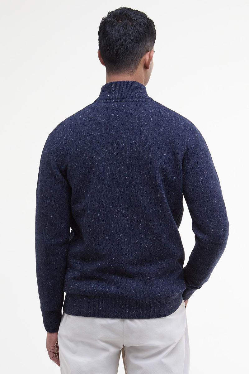 Barbour MKN1187 Essential Tisbury Regular Fit Wool Blend Quarter Zip Jumper Navy