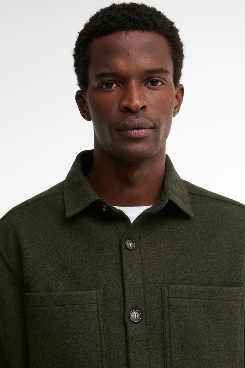 Barbour MOS0510 Marltown Tailored Fit Wool Blend Overshirt Sage