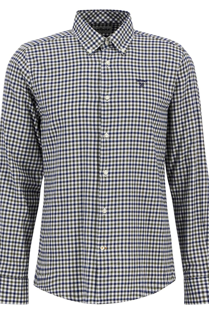 Barbour MSH5242 Finkle Tailored Fit Brushed Cotton Gingham Shirt Olive