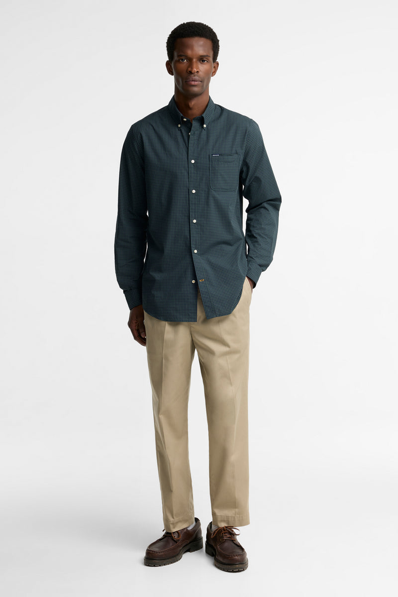 Barbour MSH5823 Harbourwall Tailored Fit Cotton Poplin Gingham Shirt Sycamore Green