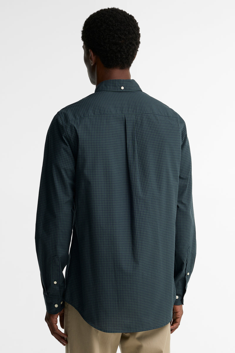 Barbour MSH5823 Harbourwall Tailored Fit Cotton Poplin Gingham Shirt Sycamore Green