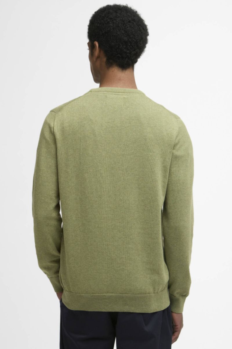 Barbour Pima Cotton Crew Jumper Laurel Green
