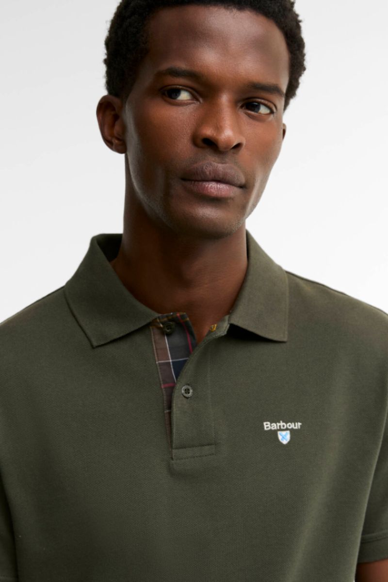 Barbour Tartan Pique Polo Forest Green
