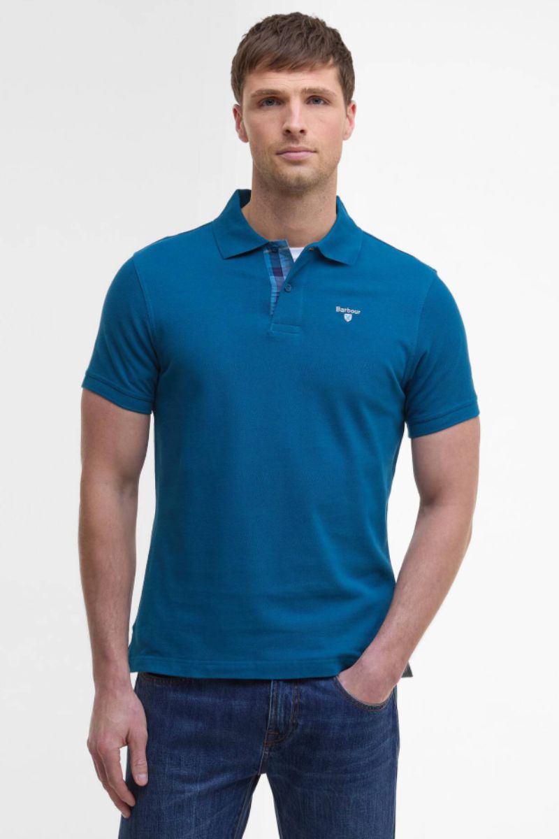 Barbour Tartan Pique Poloshirt Lyons Blue