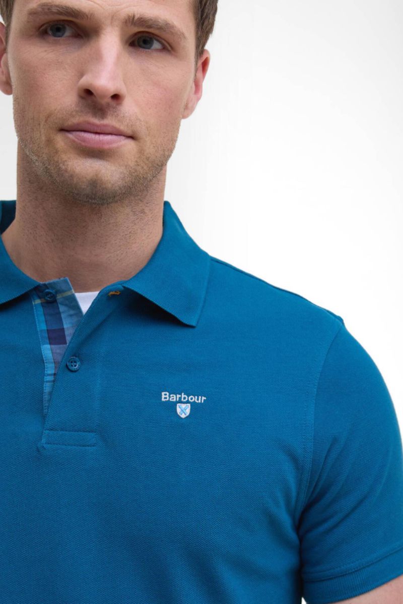 Barbour Tartan Pique Poloshirt Lyons Blue