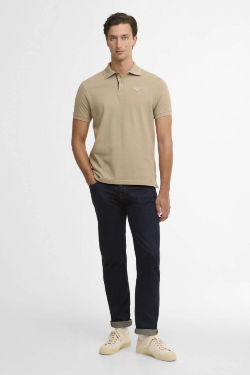 Barbour Tartan Pique Poloshirt Washed Stone