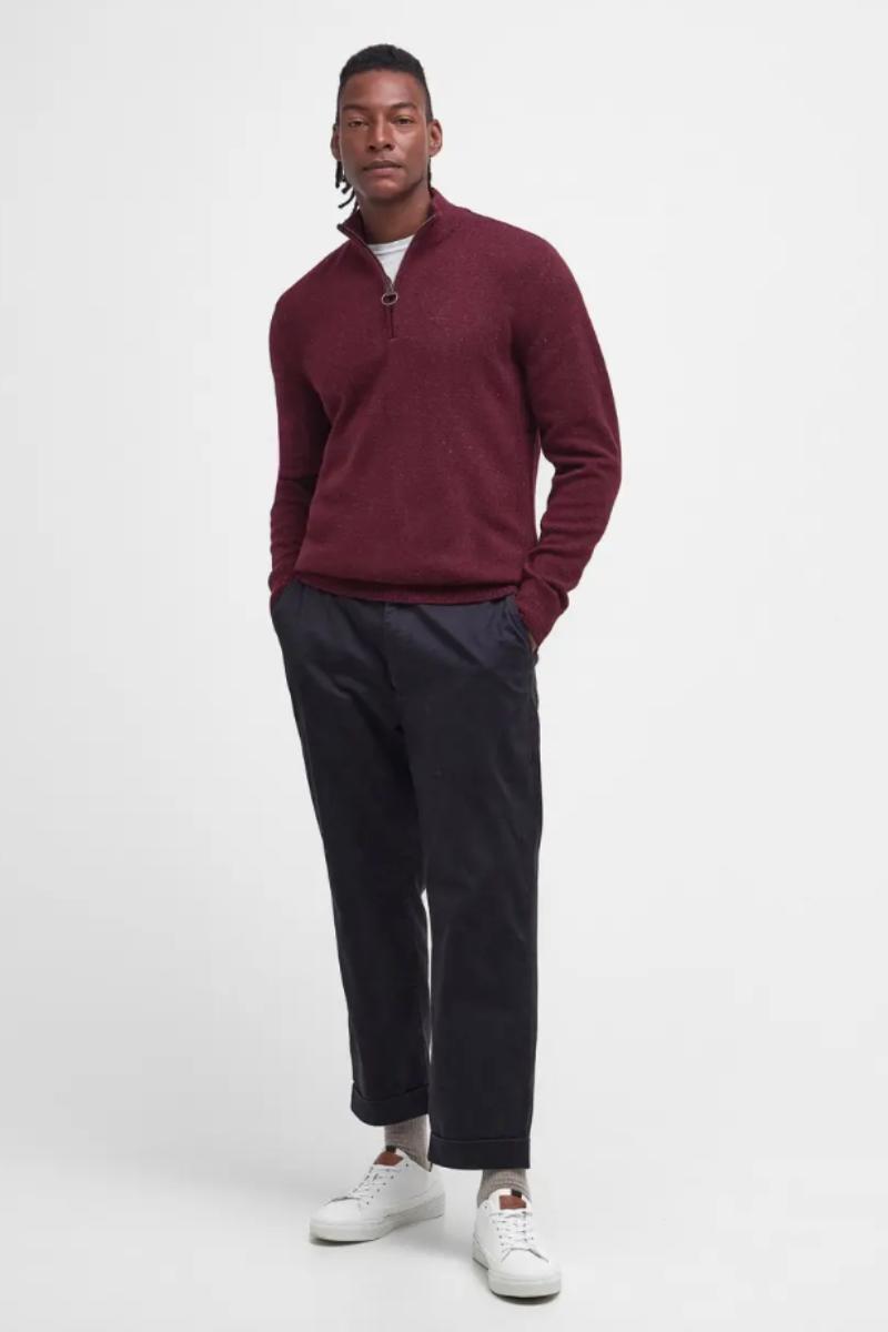 Barbour Essential Tisbury Half Zip Ruby
