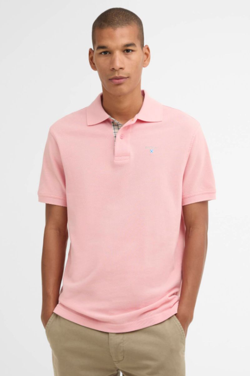 Barbour Tartan Pique Poloshirt Mineral Pink