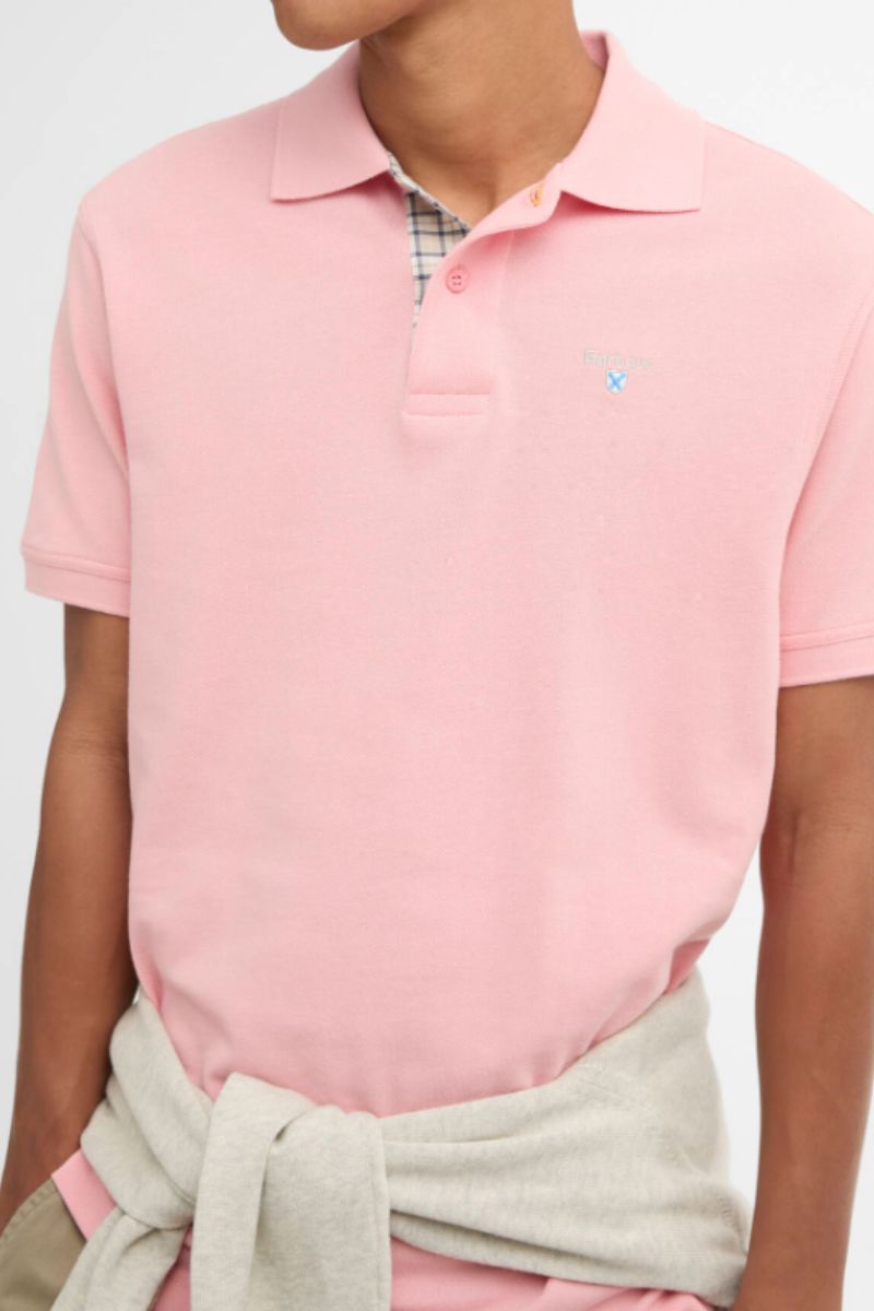 Barbour Tartan Pique Poloshirt Mineral Pink