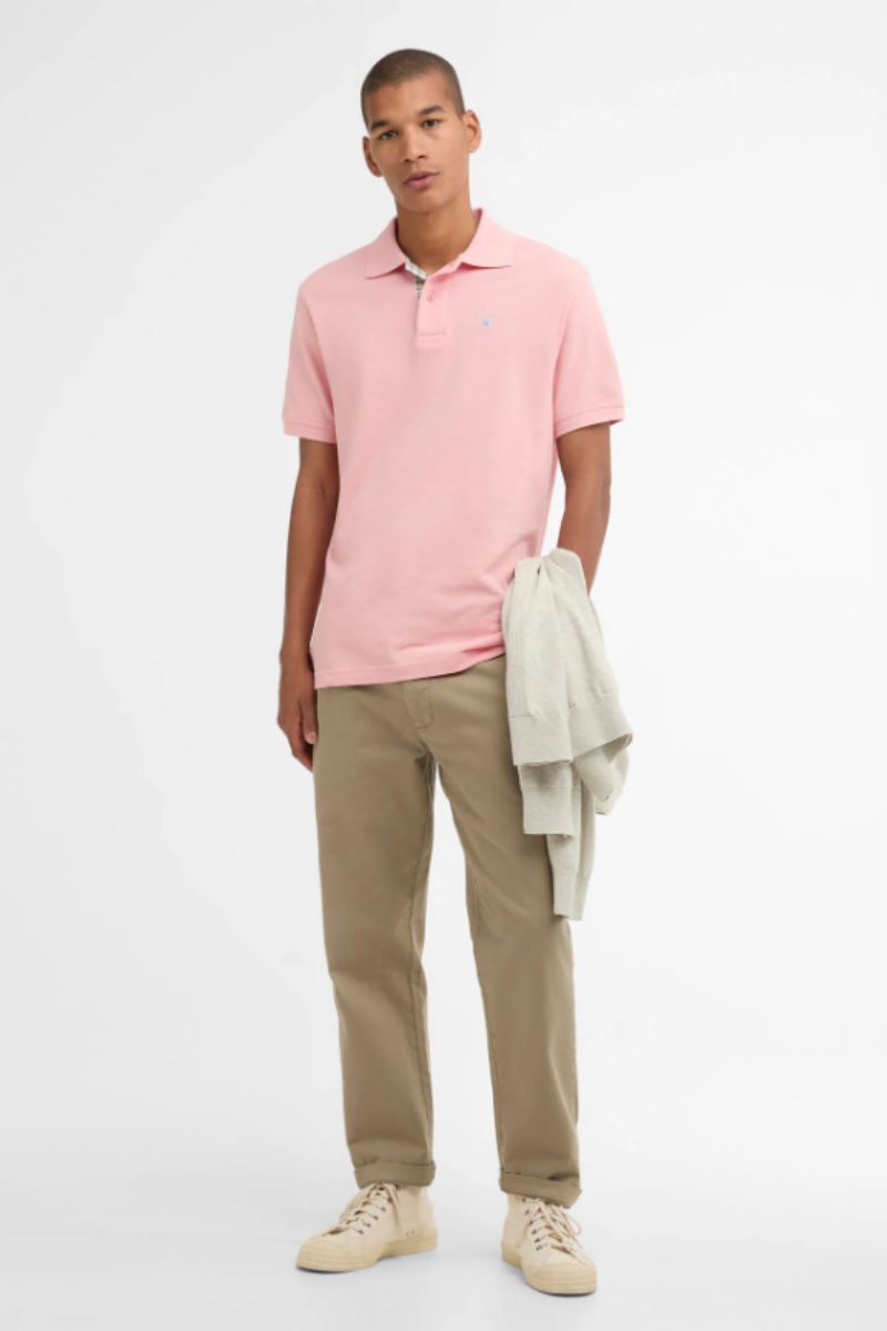 Barbour Tartan Pique Poloshirt Mineral Pink