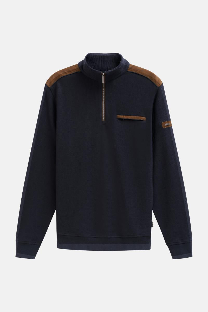 Bugatti 8500/85050D 1/4 Zip Navy Jumper