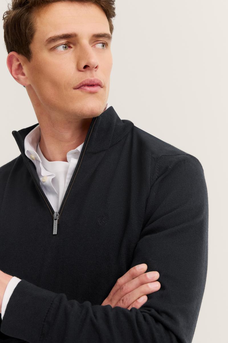 Bugatti 7500/ 85520D 1/4 Zip Navy Knit