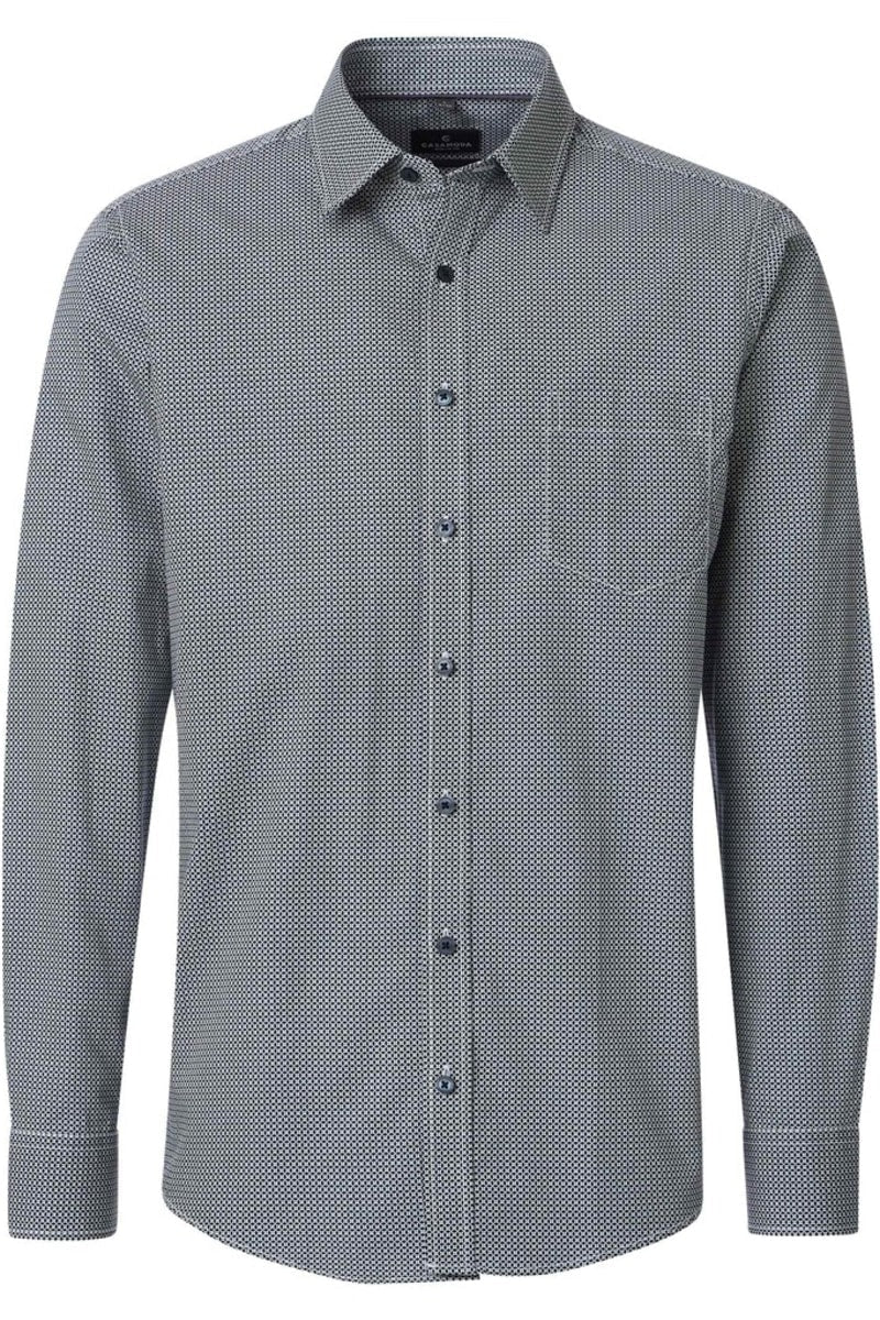 Casa Moda 32790 Comfort Fit Printed Poplin Shirt Blue