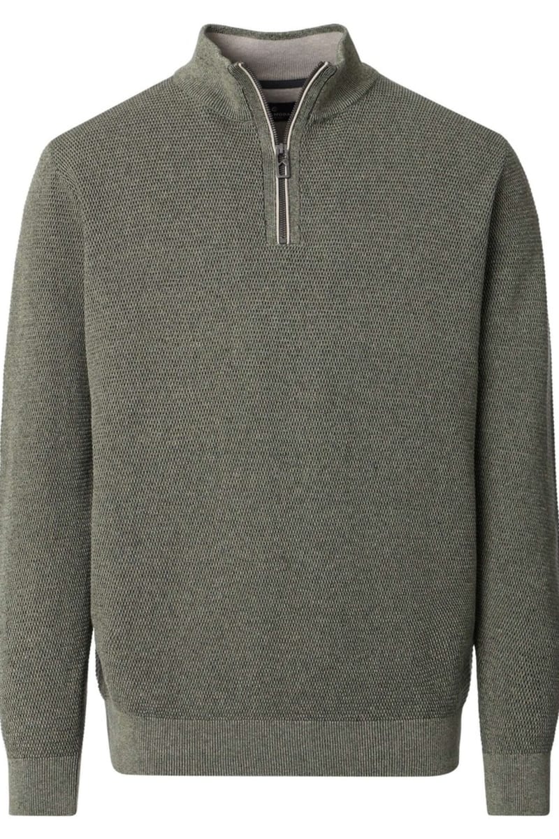 Casa Moda 79000 Regular Fit Cotton Zip Neck Jumper Moss Green