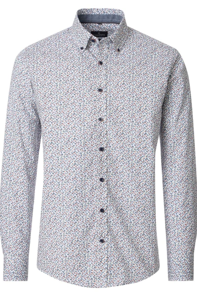 Casa Moda 32660 Comfort Fit Printed Poplin Shirt White