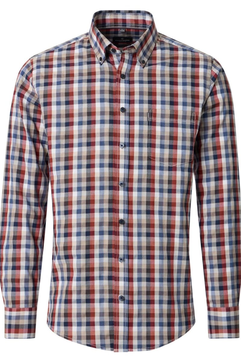 Casa Moda 32690 Comfort Fit Checked Dobby Shirt Orange