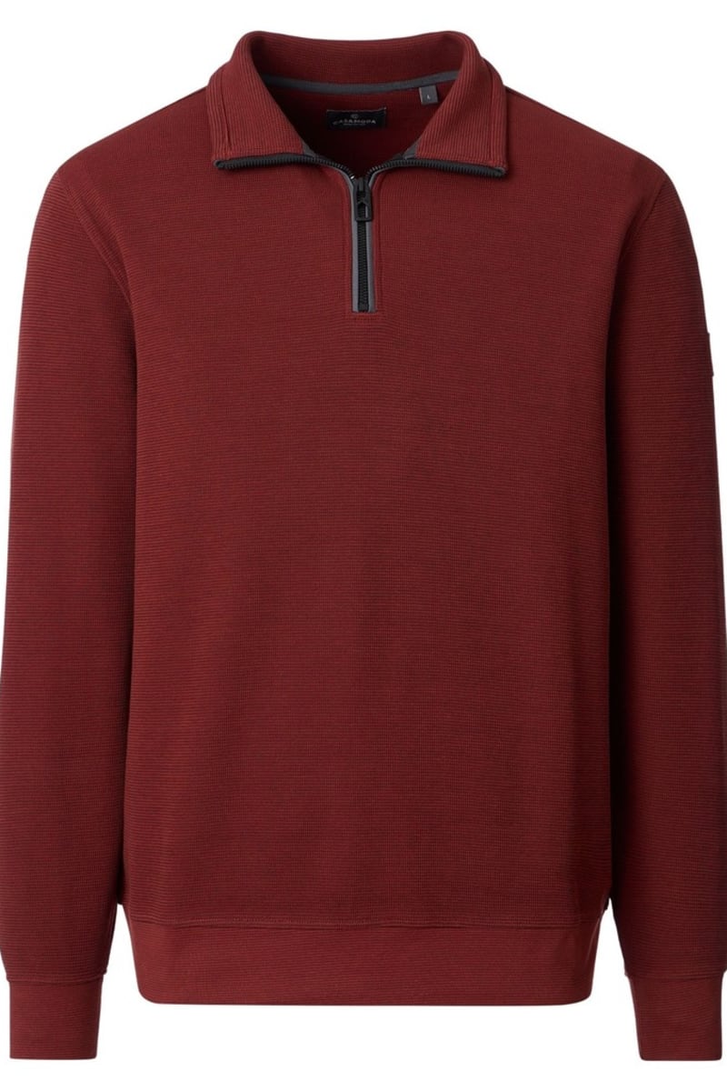 Casa Moda 60010 Regular Fit Cotton Blend Zip Neck Sweatshirt Red