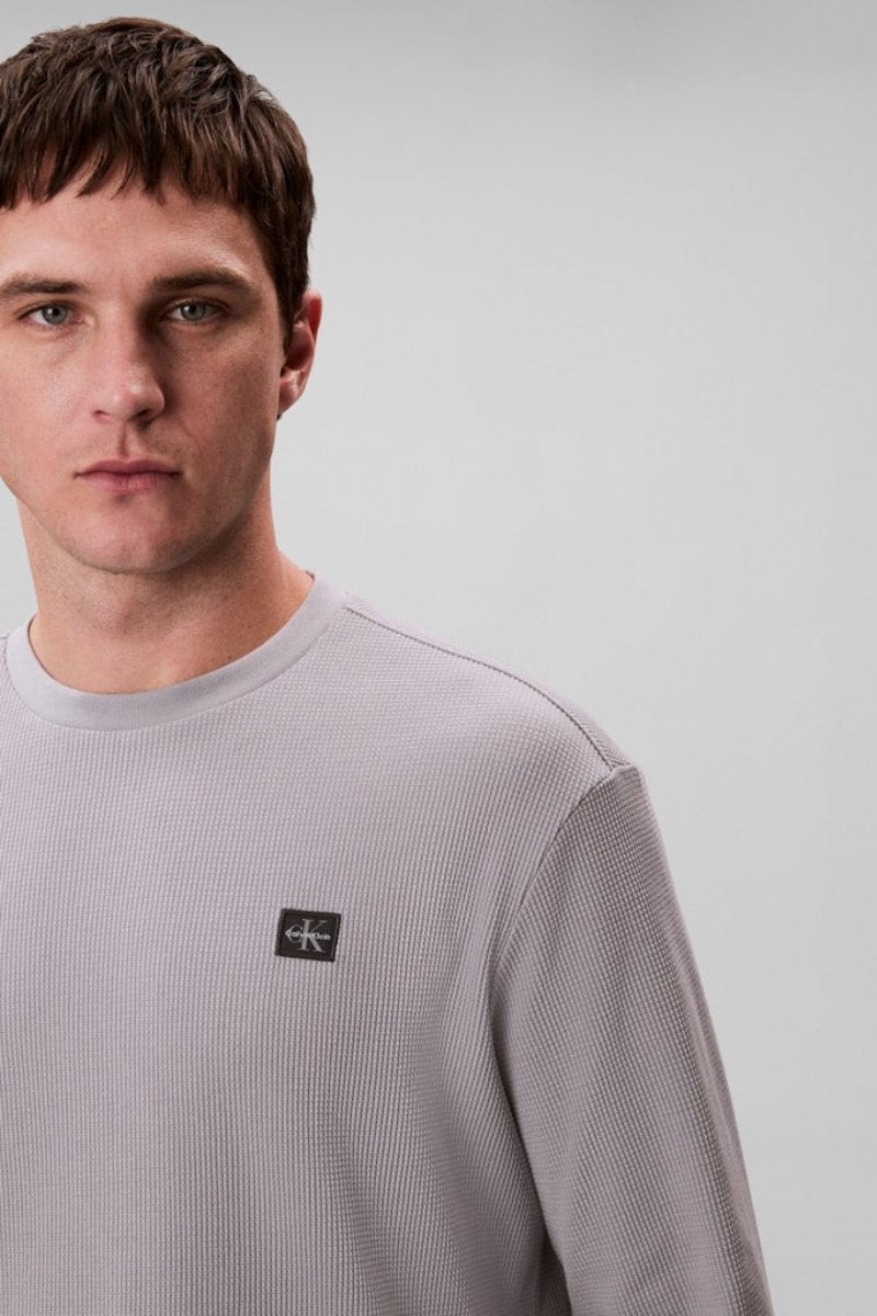 Calvin Klein 2176 LS Waffle Badge Crew Grey
