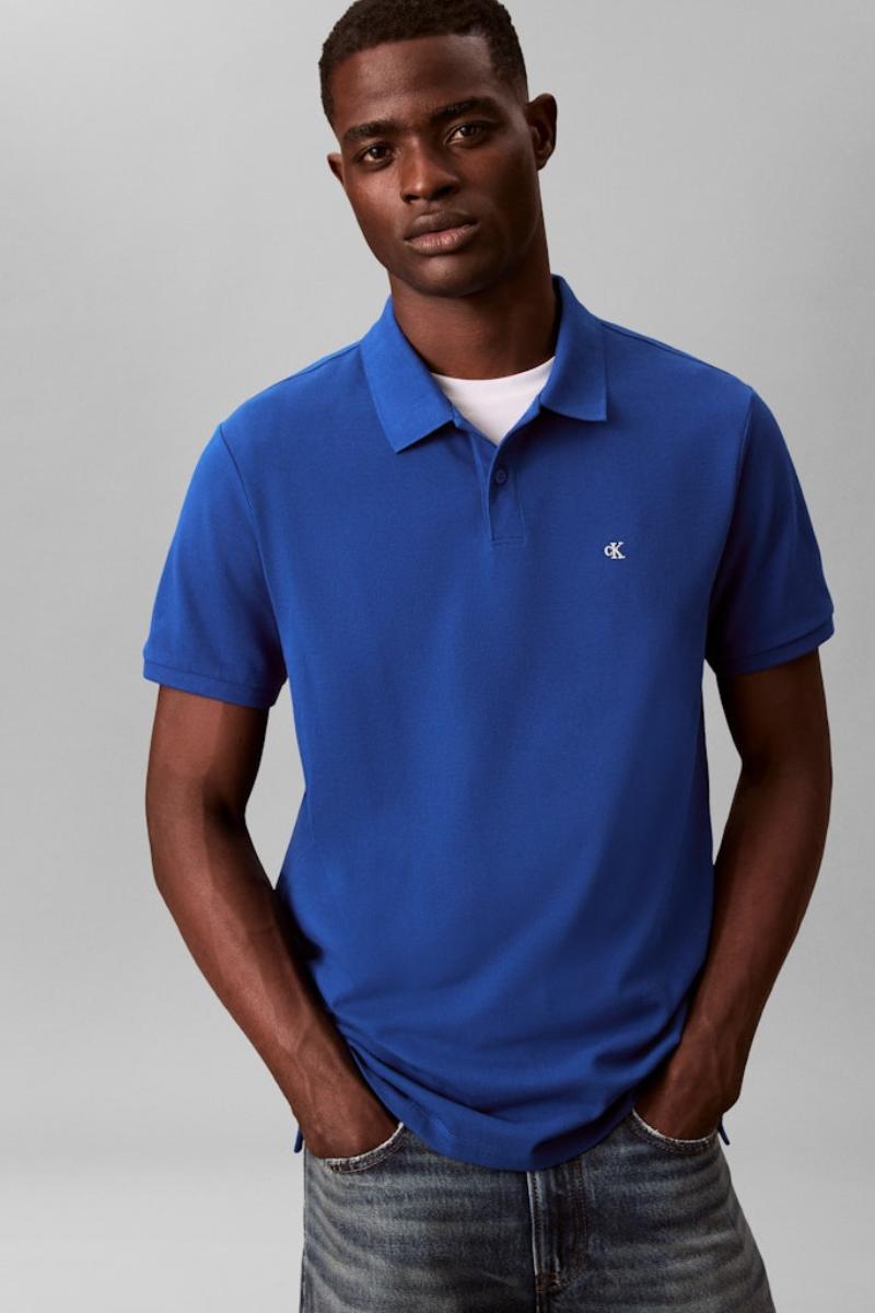 Calvin Klein 2692 Monogram Pique Polo Blue